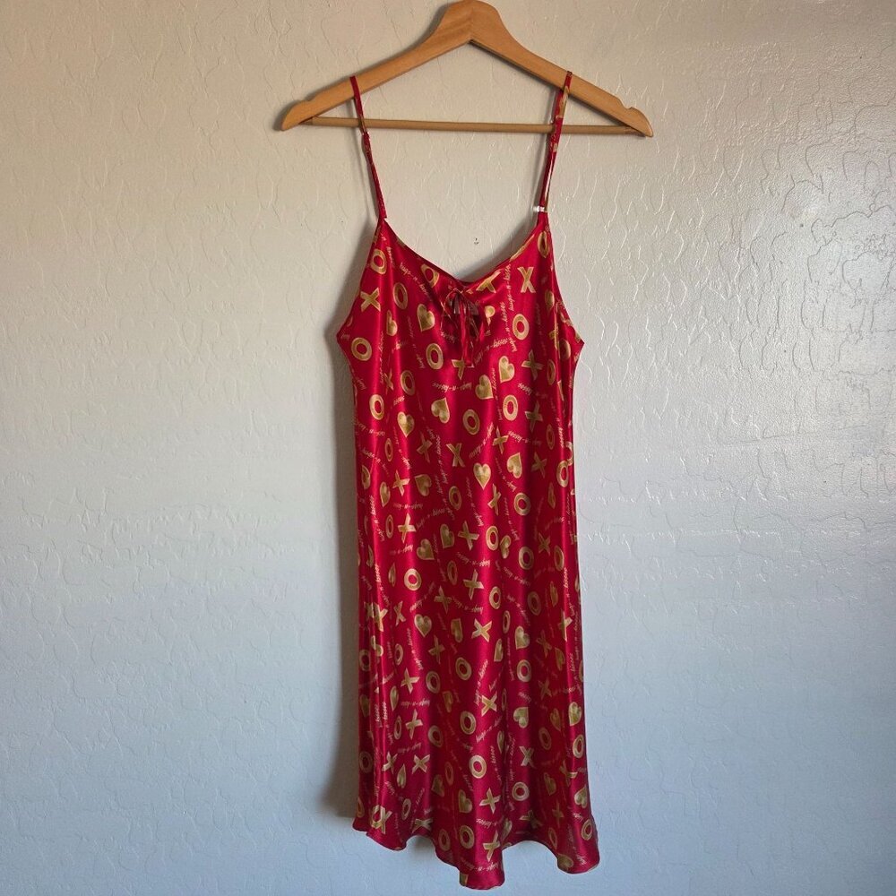 Intimate Style Vintage 100% Silk Slip Dress Red Size M XOXO Valentines Lingerie